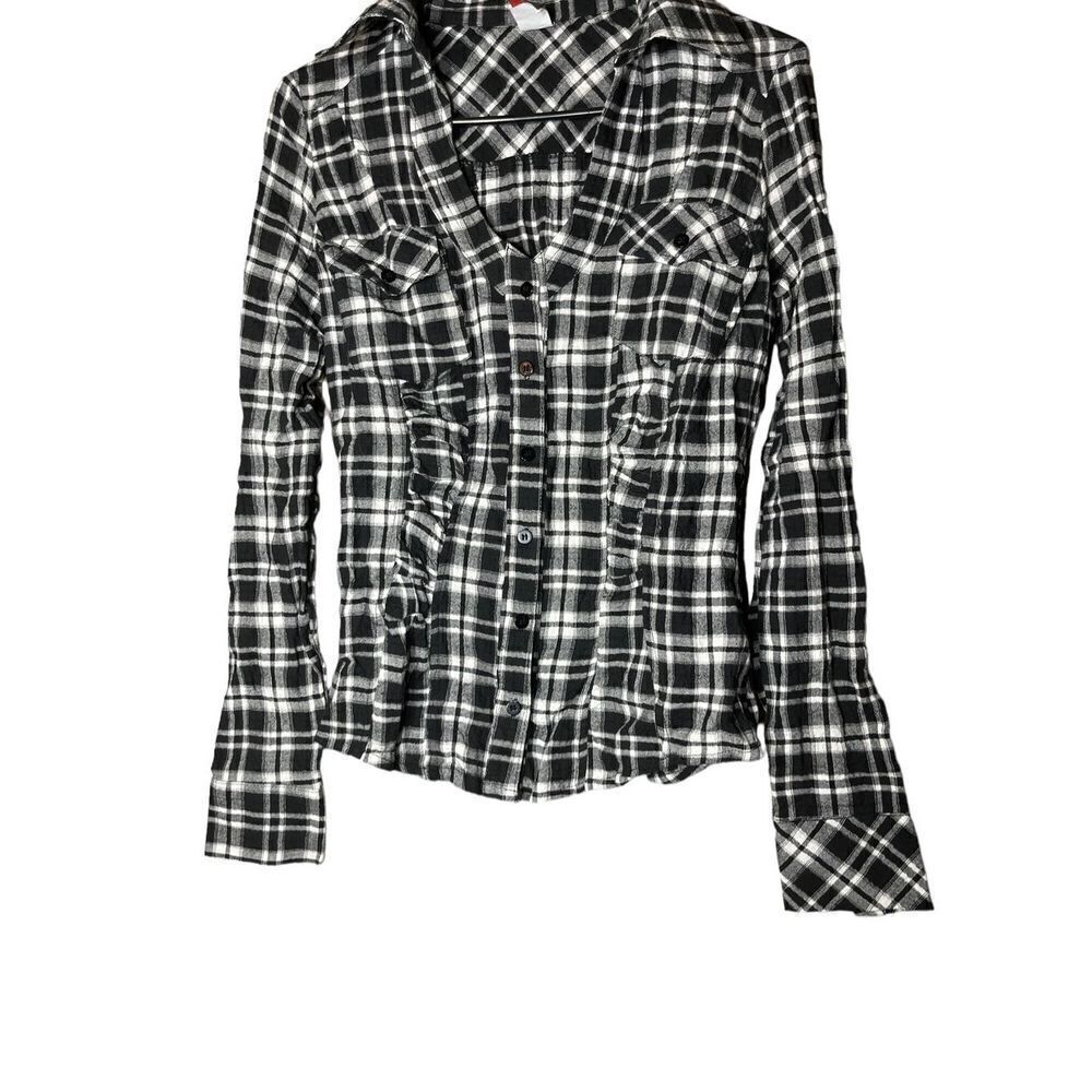 Vintage Y2K Sweet Love Hot Topic Plaid Button‎ Down Shirt Size Small - Picture 3 of 11